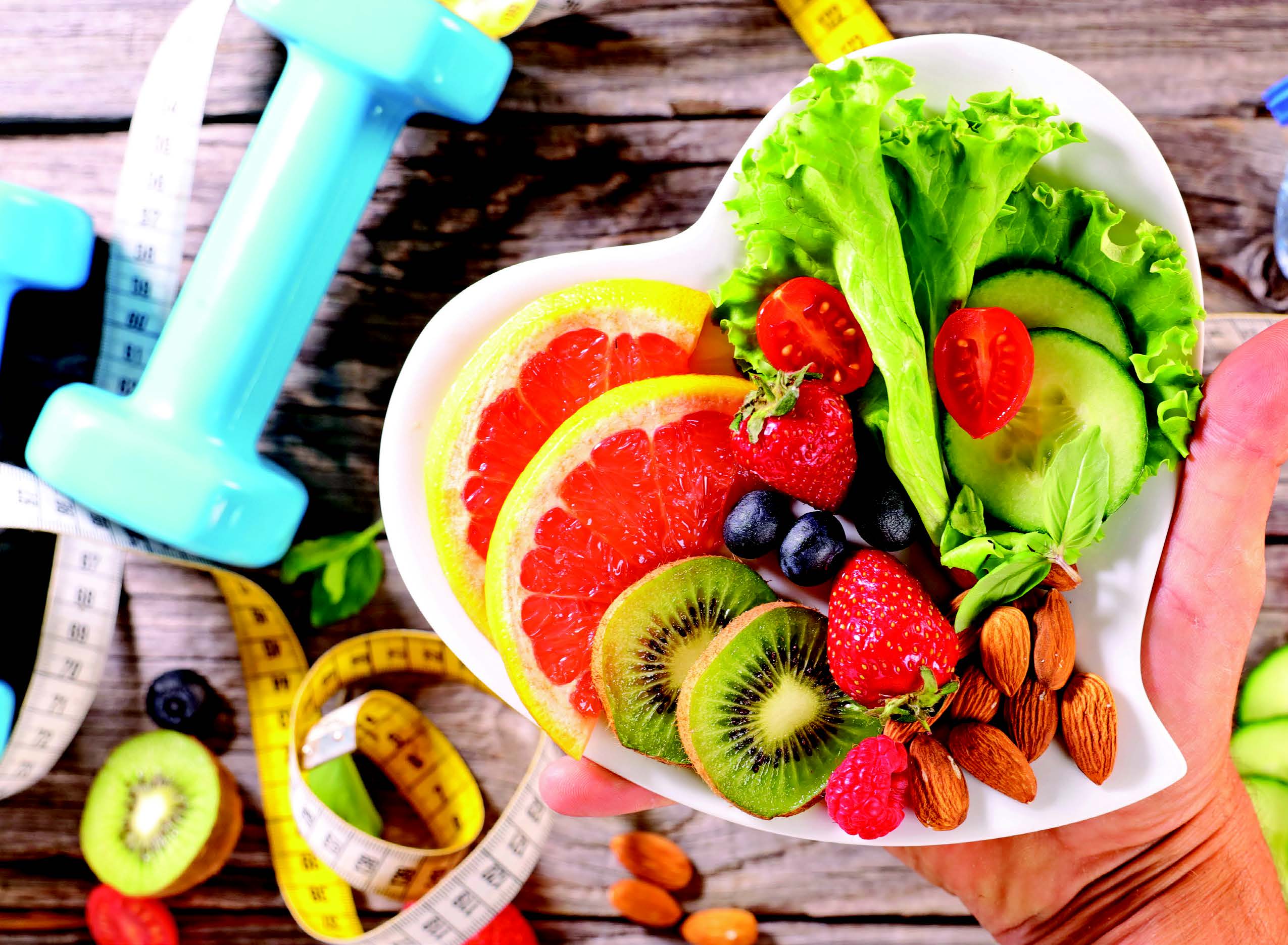 heart shaped bowl with fresh produce