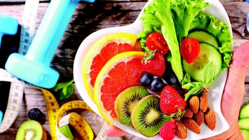 heart shaped bowl with fresh produce