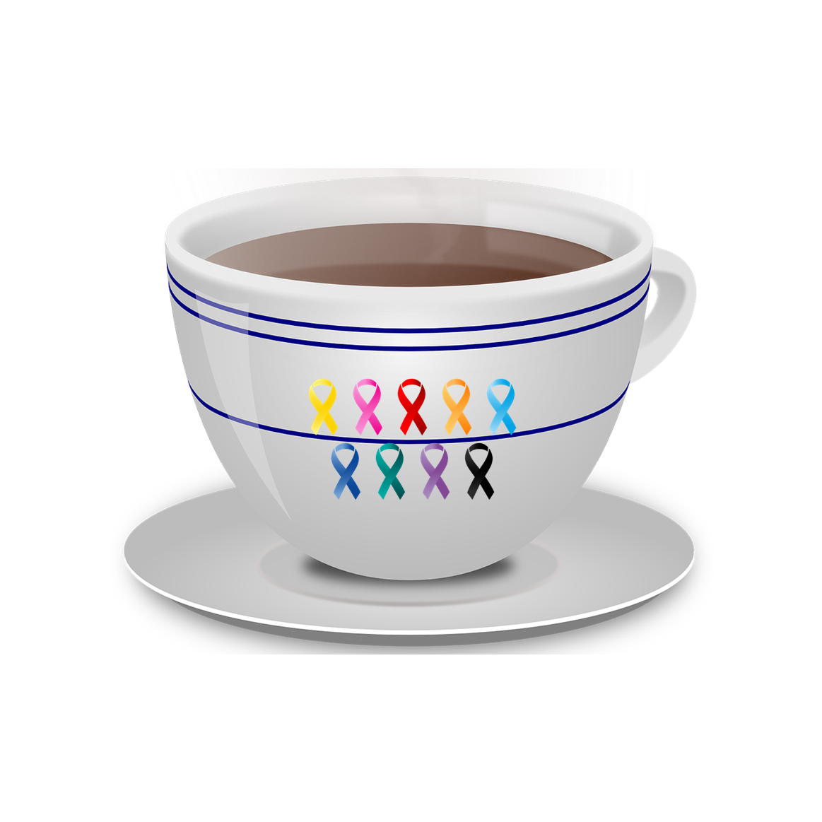 tea cup with cancer ribbons